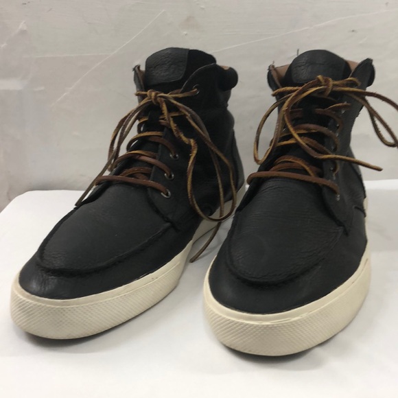 Polo Black Leather High-Top Sneakers Size 12D - Picture 1 of 8